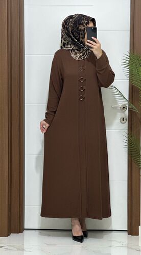 1660  K 100 kahverengi    fitilli atlas kumaş halka detay  buyuk beden elbise yeni sezon · 3