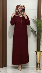 1660  K 100 bordo  fitilli atlas kumaş halka detay  buyuk beden elbise yeni sezon - 1