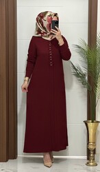 1660  K 100 bordo  fitilli atlas kumaş halka detay  buyuk beden elbise yeni sezon - 2