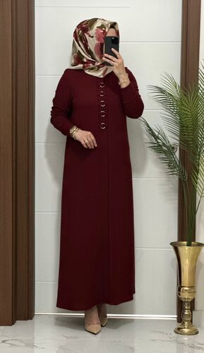 1660  K 100 bordo  fitilli atlas kumaş halka detay  buyuk beden elbise yeni sezon · 3