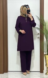 1035 K120 MÜRDÜM FERMUARLI tunik pantolon aerobin kumaş ikili takım buyuk beden yeni sezon - 3