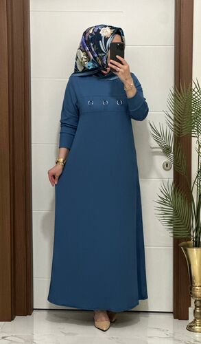 1444  K 100 ındıgo  ILAYDA halkalı model fitilli burgu kumaş buyuk beden elbise yeni sezon