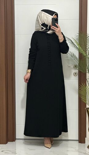 6212  K 80 SİYAH önü büzgü detay fitilli burgu kumaş beden elbise yeni sezon · 3
