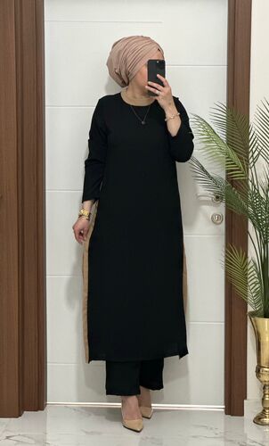 8811 K120 SİYAH tunik pantolon aerobın Kumaş  ikili takım buyuk beden · 2