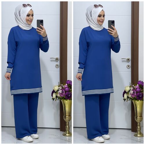 7070 K 85 indigo TUNİK PANTOLON TAKIM - 2