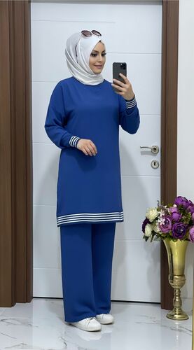 7070 K 85 indigo TUNİK PANTOLON TAKIM - 3