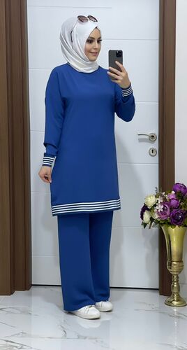 7070 K 85 indigo TUNİK PANTOLON TAKIM - 4