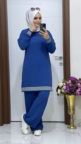 7070 K 85 indigo TUNİK PANTOLON TAKIM - 5