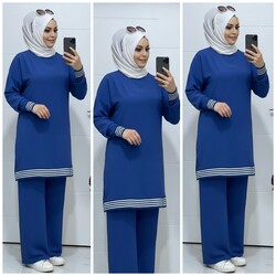 7070 K 85 indigo TUNİK PANTOLON TAKIM - 6