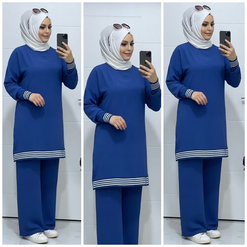 7070 K 85 indigo TUNİK PANTOLON TAKIM - 6